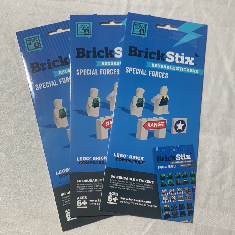 3 Packs of Brick Stix Reusable Stickers, Special Forces, NWT, Perfect Gift